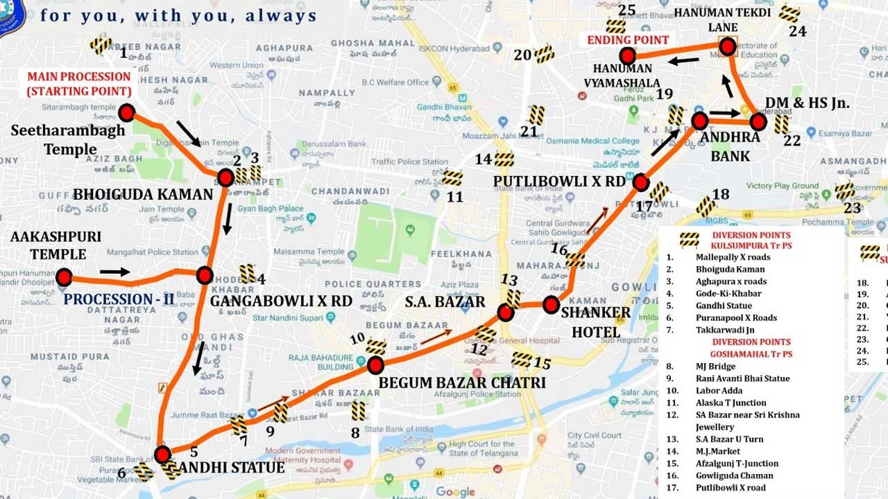 Hyderabad traffic restrictions | శ్రీరామ నవమి శోభాయాత్ర.. హైదరాబాద్లో ట్రాఫిక్ ఆంక్షలు 2 traffic police